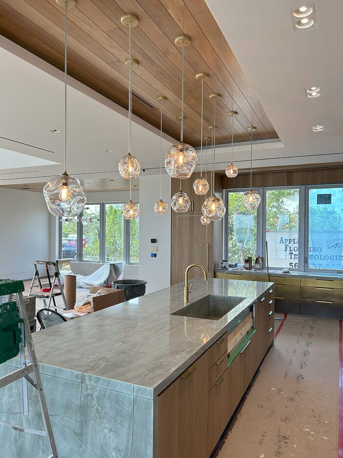 Kitchen lighting and circuits installed during a remodel by Eastern Electric Solutions